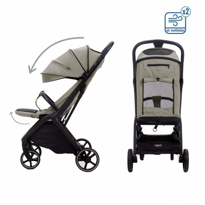 Adamex Carucior sport pentru copii Bello Olive tip troller pliere automata copertina XXL pana la 22 kg 6 luni+