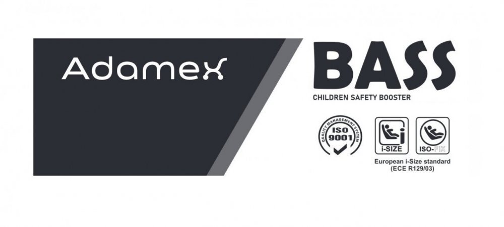 Adamex Inaltator auto pentru copii Bass omologat R129 i-Size cu bare isofix reglabile si spuma moale 125-150 cm sau 22-36 kg Gri
