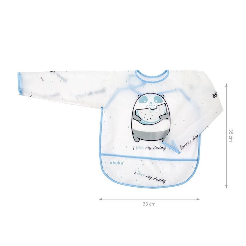 Akuku Baveta impermeabila cu maneci Bursuc Albastru 33x35 cminchidere cu velcro material EVA buzunar larg pentru captarea resturilor