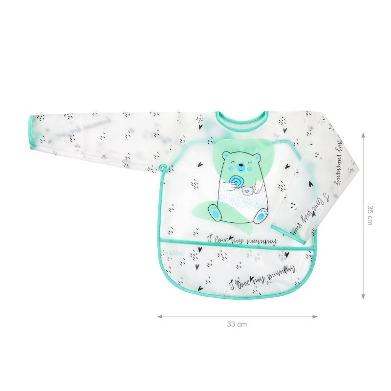 Akuku Baveta impermeabila cu maneci Ursulet Verde 33x35 cminchidere cu velcromaterial EVAbuzunar larg pentru captarea resturilor