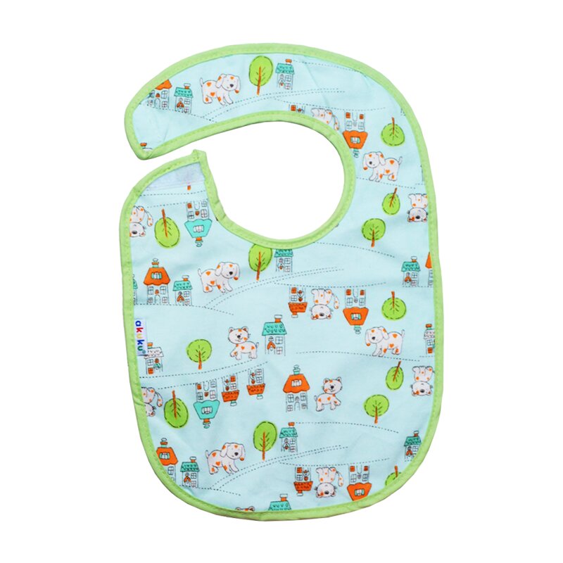 Akuku Baveta impermeabila din bumbac cu inchidere velcro 23x20cm animals green