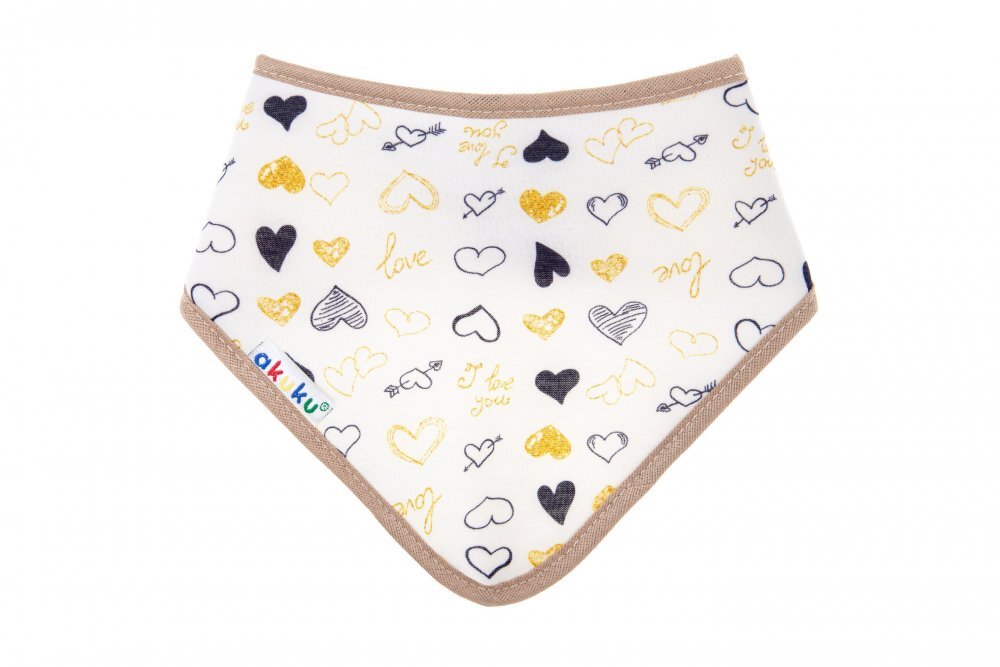 Akuku Baveta tip bandana cu inchidere reglabila Inimioare Bej