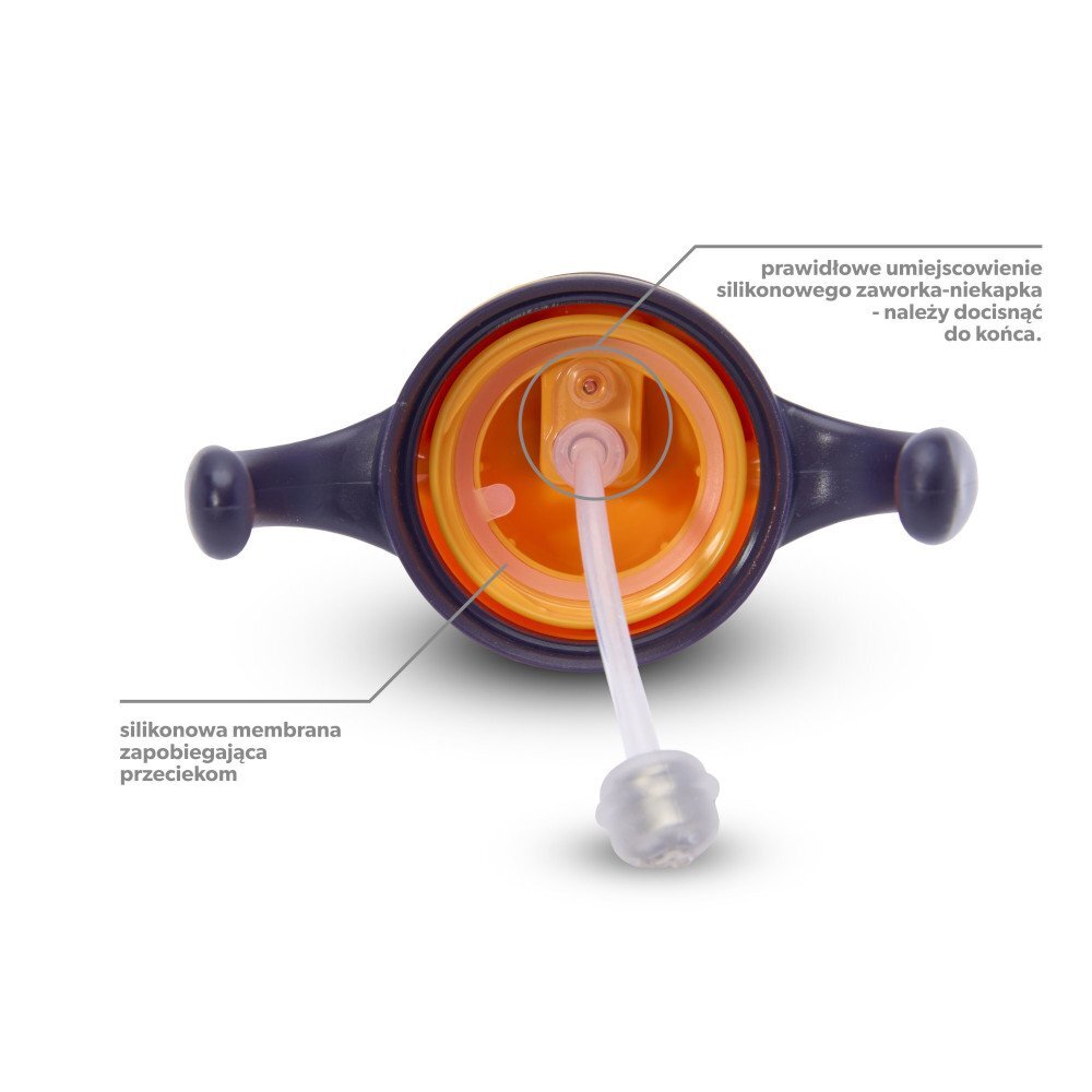 Akuku Cana de antrenament AlbastruRosu 280ml anti-varsare cu manere si pai cu greutatecapac mobil de protectie