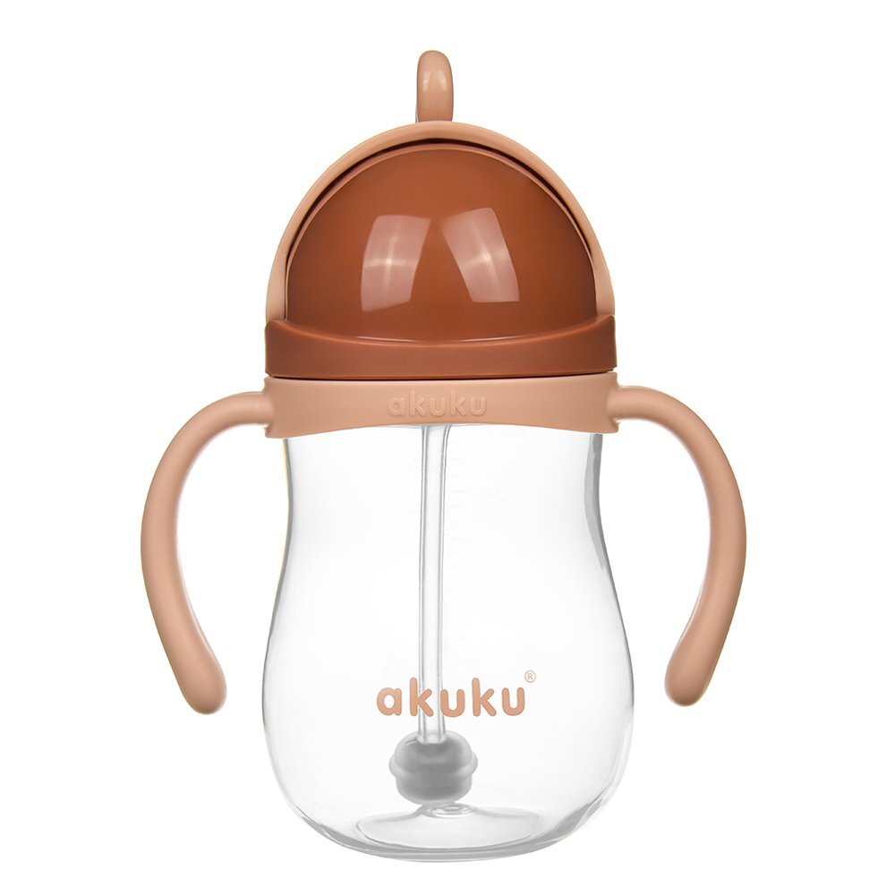 Akuku Cana de antrenament Mokka 280ml anti-varsare cu manere si pai cu greutatecapac mobil de protectie