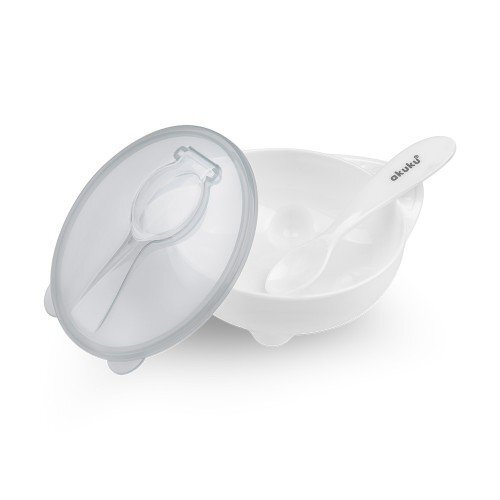 Akuku Castron cu lingurita si capac 250 ml alb