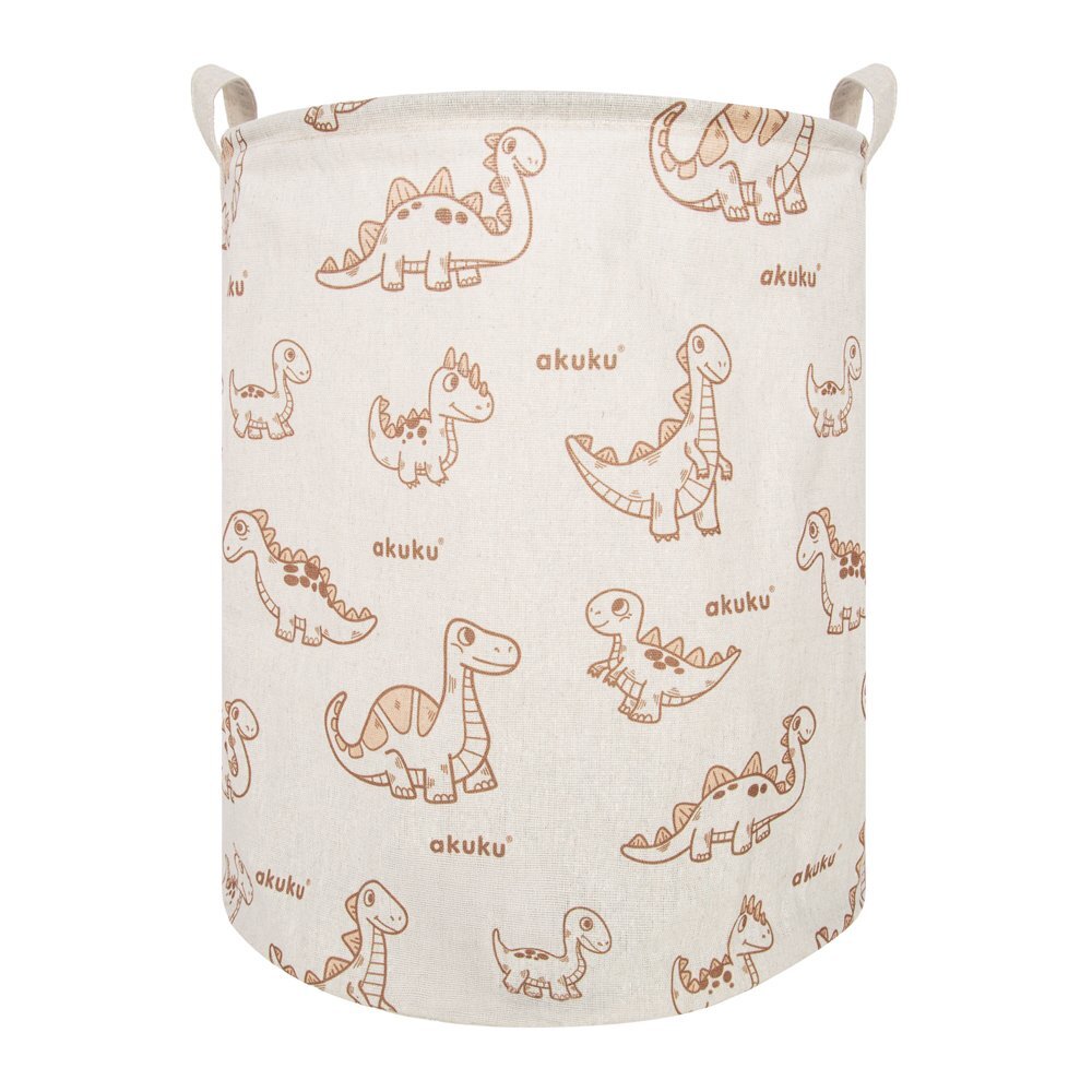 Akuku Cos pliabil textil Dino pentru jucariihaine cu manere practiceinterior impermeabildimensiune 37x43 cmsupraimprimare cu desene