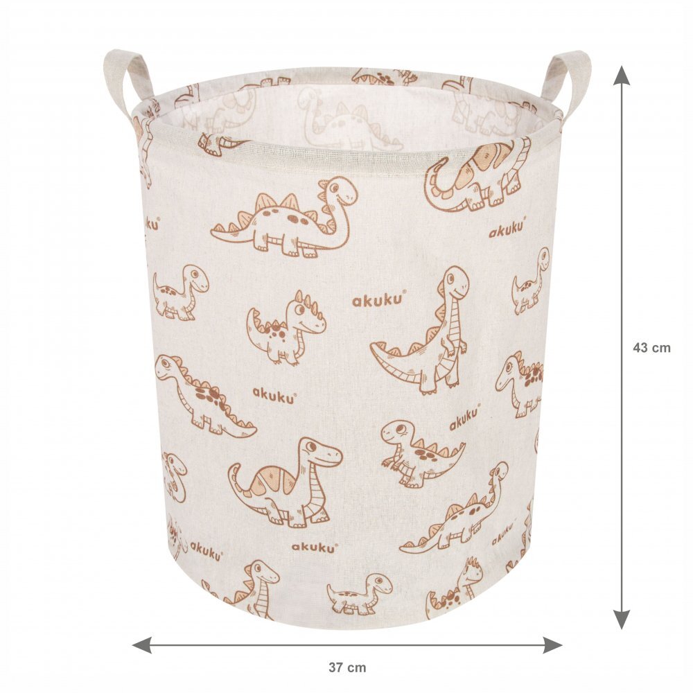 Akuku Cos pliabil textil Dino pentru jucariihaine cu manere practiceinterior impermeabildimensiune 37x43 cmsupraimprimare cu desene