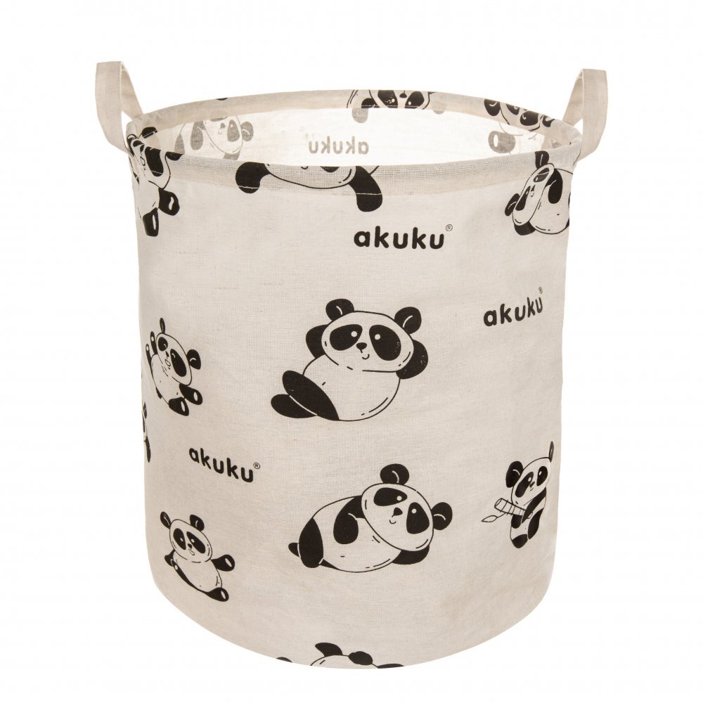 Akuku Cos pliabil textil Panda pentru jucariihaine cu manere practiceinterior impermeabildimensiune 37x43 cmsupraimprimare cu desene