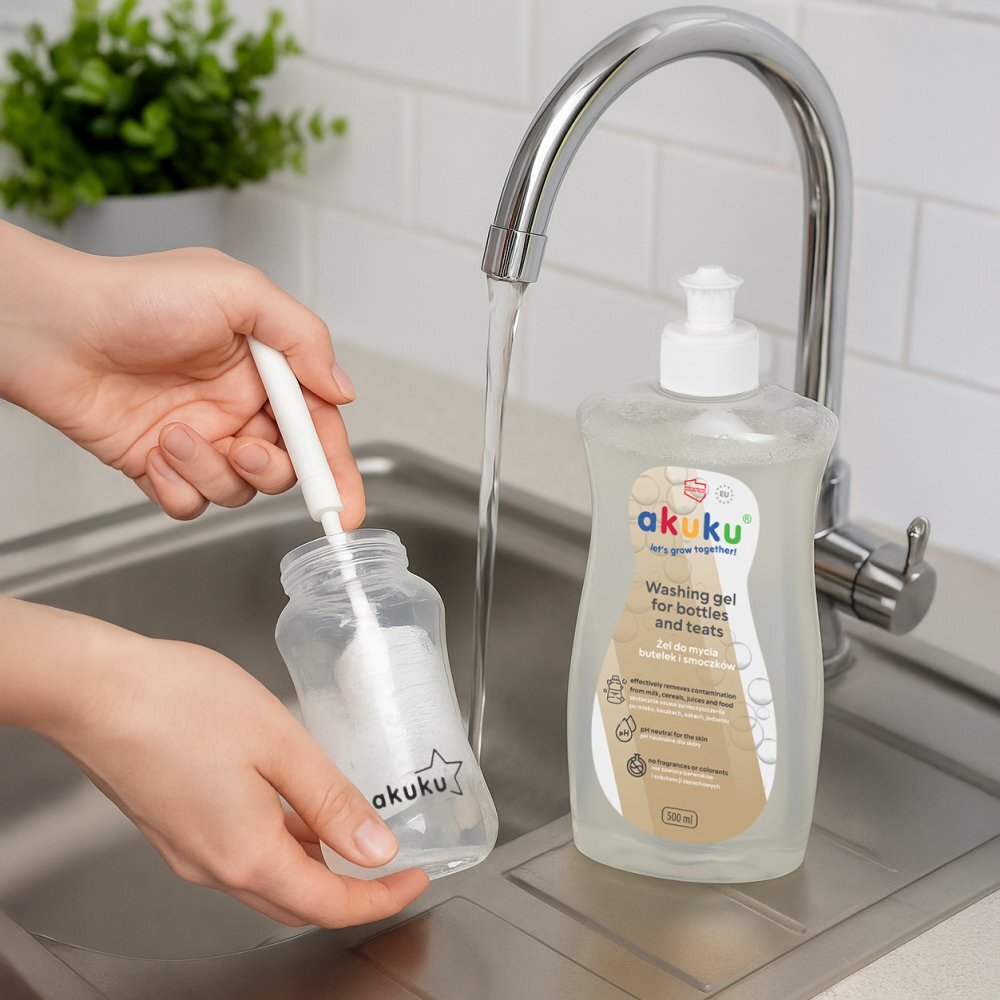 Akuku Detergent gel pentru biberoanetetine si jucarii 500 mlph neutruhipoalergenicfara parfum97 ingrediente naturale