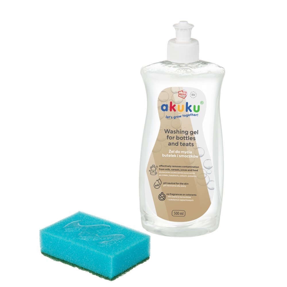 Akuku Detergent gel pentru biberoanetetine si jucarii 500 mlph neutruhipoalergenicfara parfum97 ingrediente naturale