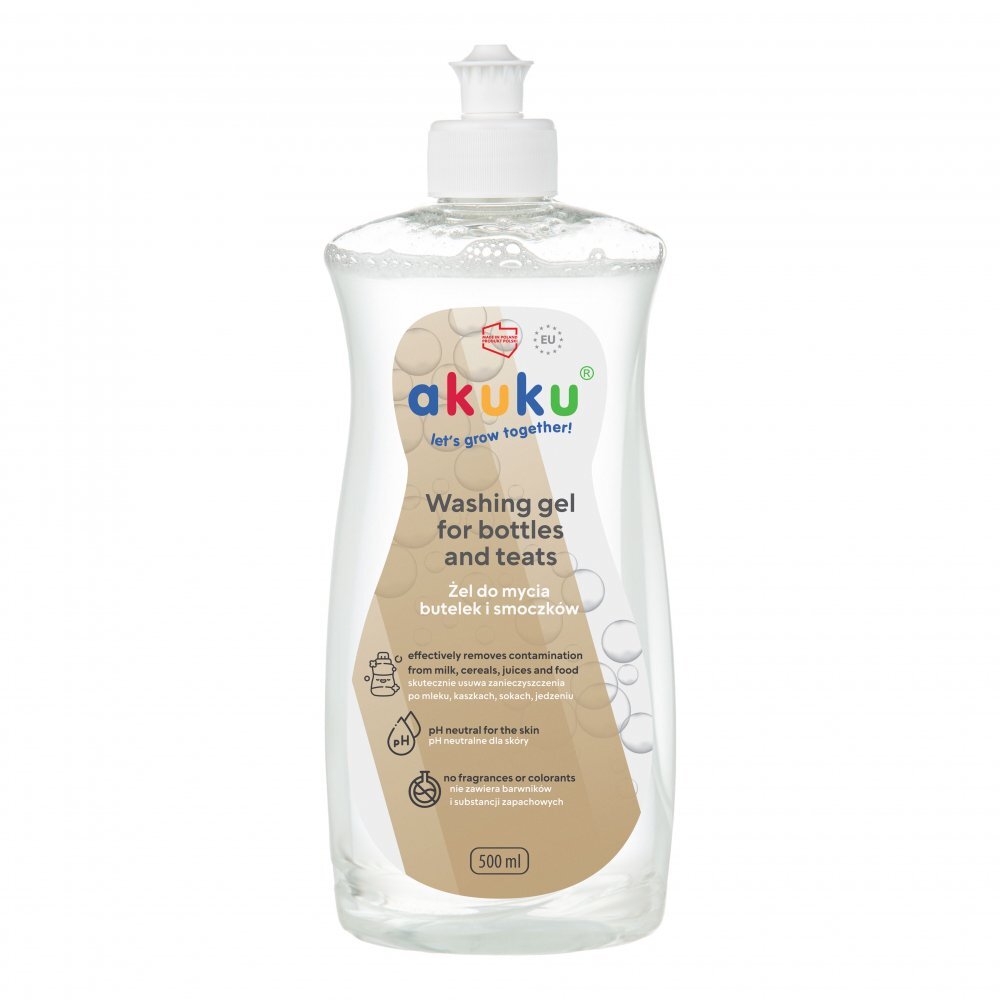 Akuku Detergent gel pentru biberoanetetine si jucarii 500 mlph neutruhipoalergenicfara parfum97 ingrediente naturale