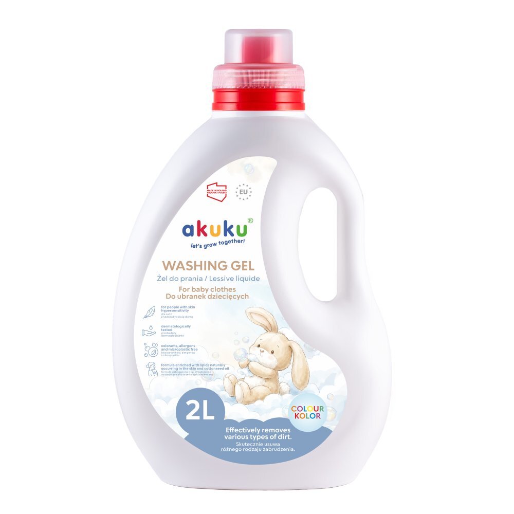 Akuku Detergent lichid pentru bebelusicopii 2L recomandat de la nastere potrivit pentru haine albecolor testat dermatologic