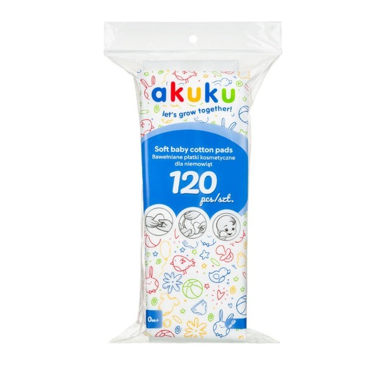 Akuku Dischete din bumbac Soft cotton Pads 120 bucati