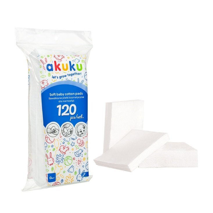 Akuku Dischete din bumbac Soft cotton Pads 120 bucati