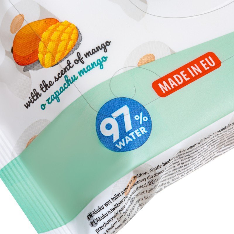 Akuku Hartie igienica umeda 50 bucati cu parfum de mango