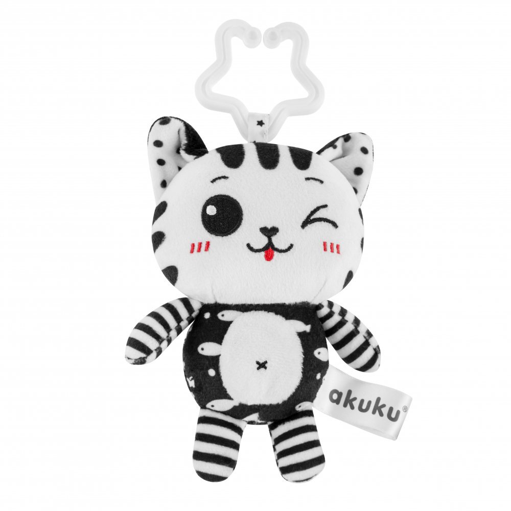 Akuku Jucarie din plus pentru bebelusi Toy Cat carlig universal din plastic pentru agatare