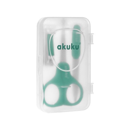 Akuku Kit de manichiura pentru bebelusi si copii Verde cu forfecutaunghiera din otel inoxidabil cu limitator si pila de unghiicutiuta depozitare inclusa