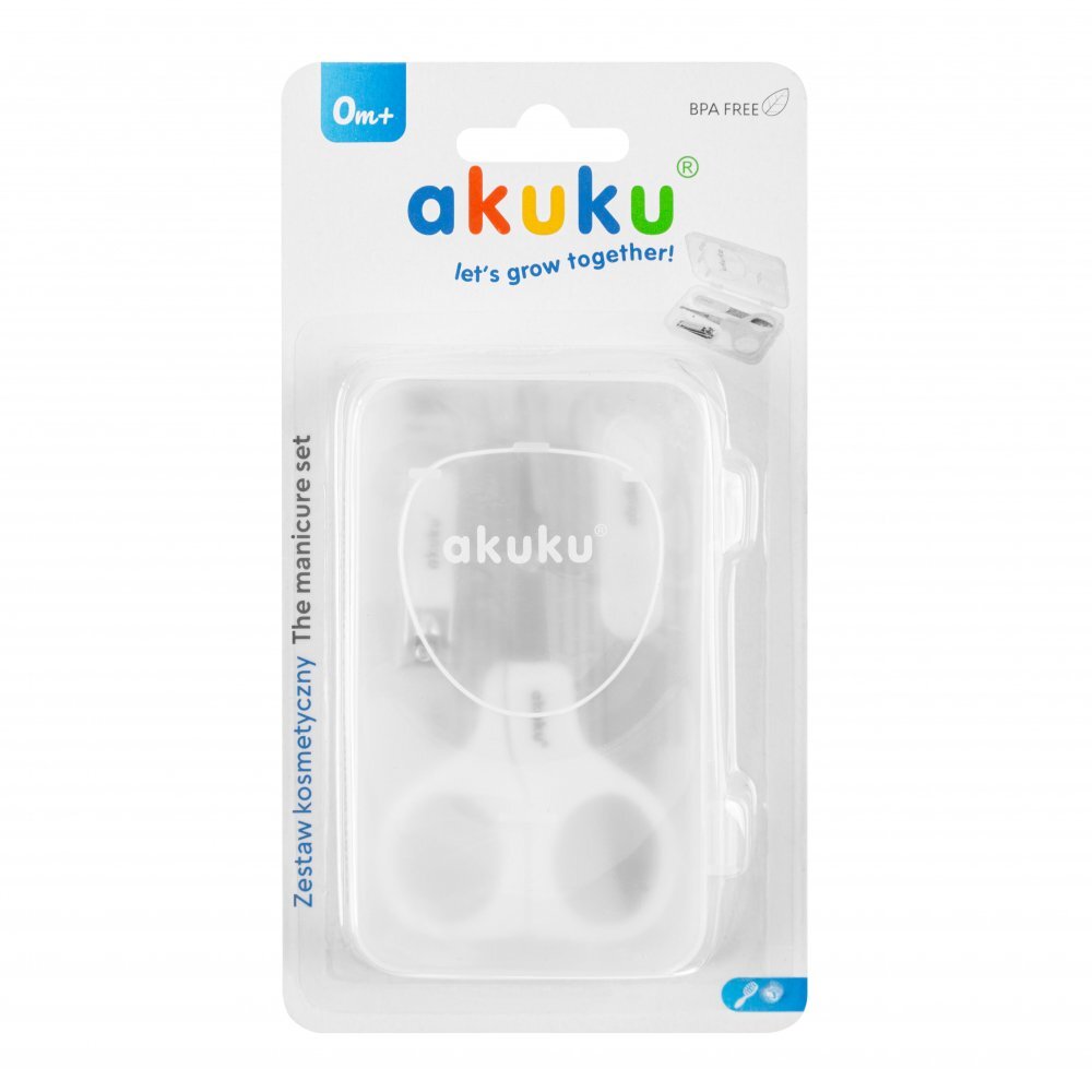Akuku Kit de manichiura pentru bebelusi si copii White cu forfecutaunghiera din otel inoxidabil cu limitator si pila de unghiicutiuta depozitare inclusa
