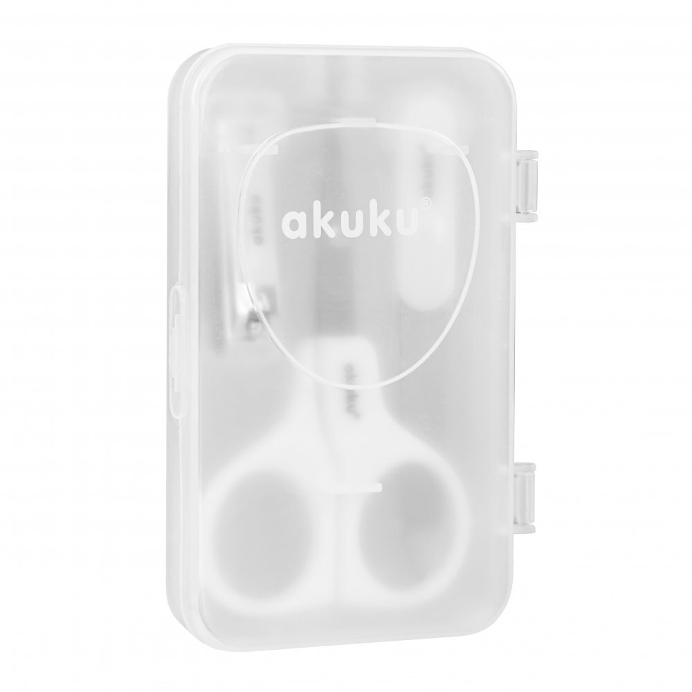Akuku Kit de manichiura pentru bebelusi si copii White cu forfecutaunghiera din otel inoxidabil cu limitator si pila de unghiicutiuta depozitare inclusa