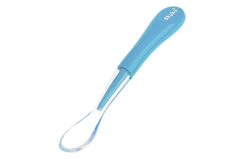 Akuku Lingurita de silicon pentru bebelusi Albastruvarf moalemaner ergonomicfara BPA