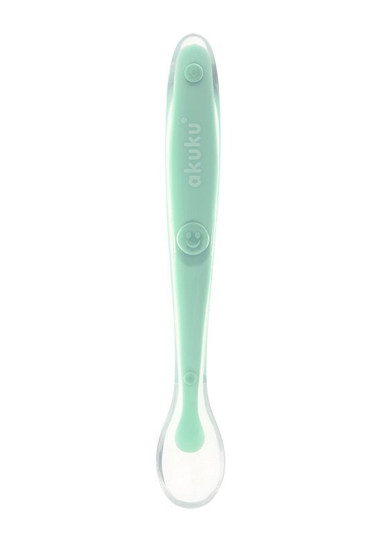 Akuku Lingurita din silicon pentru bebelusi Soft Spoon Minttextura moale ce nu raneste gingiilemaner ergonomicfara bpacompatibila cu masina de vase