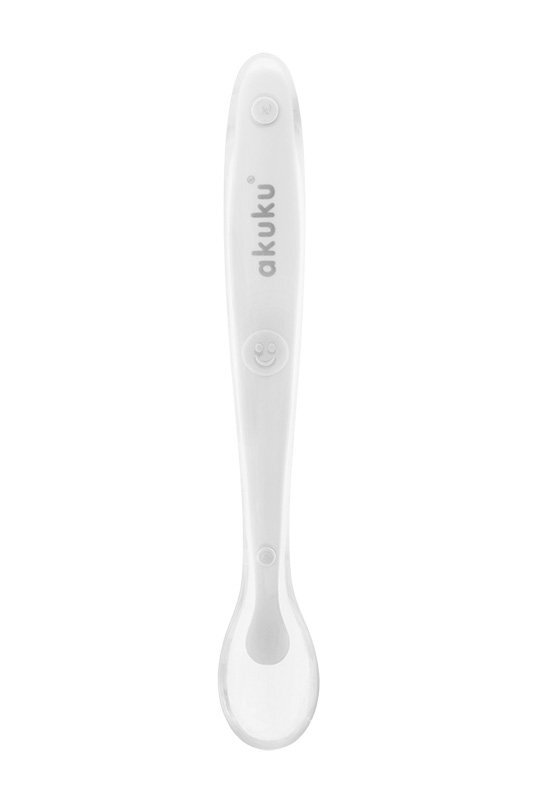 Akuku Lingurita din silicon pentru bebelusi Soft Spoon Whitetextura moale ce nu raneste gingiilemaner ergonomicfara bpacompatibila cu masina de vase