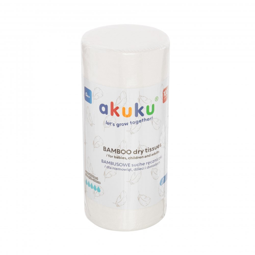 Akuku Pachet 100 servetele uscate din fibre bambus 18x25cmmultifunctionale 2in1 ambalare in rolautilizare uscate sau posibilitate de a face servetele umede