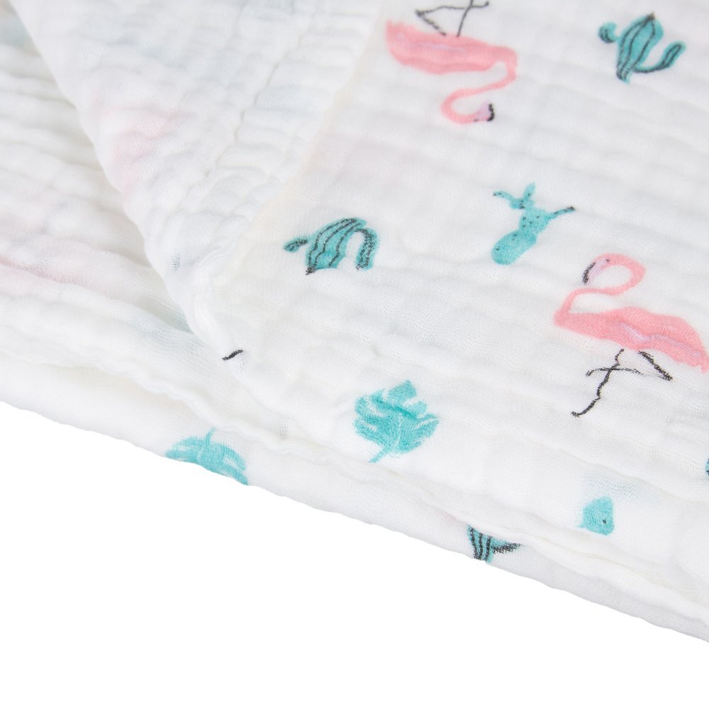 Akuku Patura multifunctionala din muselina pentru bebelusi Flamingo 110x105 cmtesatura usoara din bumbacutilizare caruciorpatutscaun automaterial respirabil