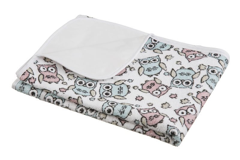 Akuku Paturica impermeabila pentru schimbat scutece 50x70cm Owls suprafata din bumbac terry