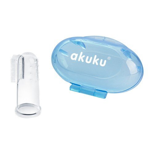 Akuku Periuta de dinti si masaj pentru gingii din silicon albastru