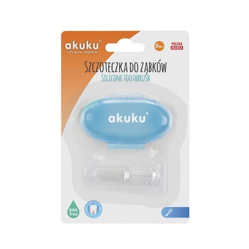 Akuku Periuta de dinti si masaj pentru gingii din silicon albastru