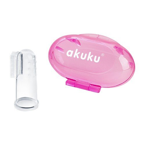 Akuku Periuta de dinti si masaj pentru gingii din silicon roz