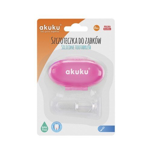 Akuku Periuta de dinti si masaj pentru gingii din silicon roz