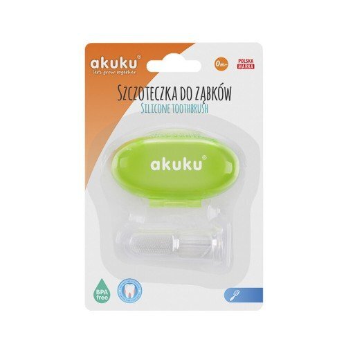 Akuku Periuta de dinti si masaj pentru gingii din silicon verde