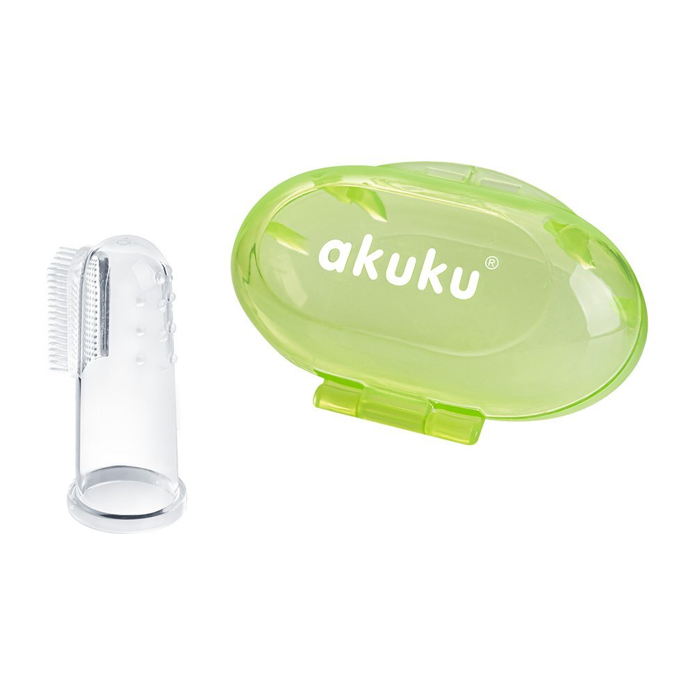 Akuku Periuta de dinti si masaj pentru gingii din silicon verde