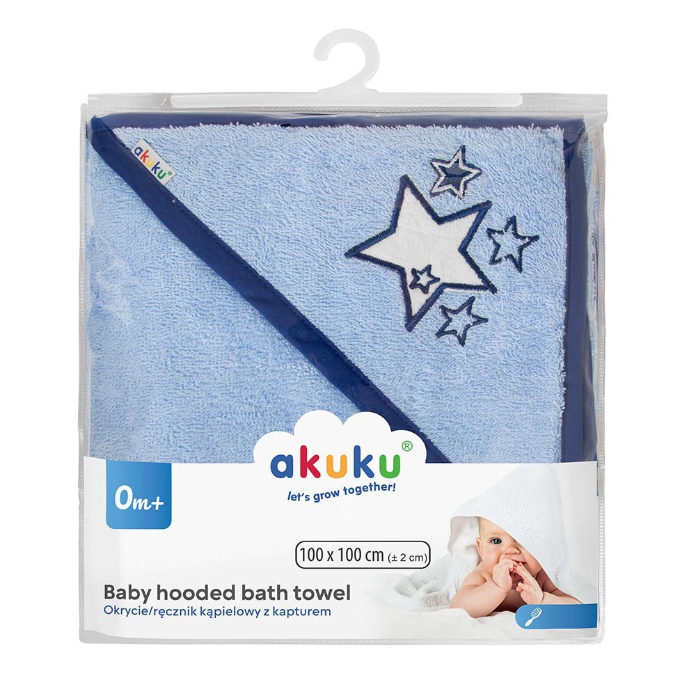 Akuku Prosop de baie cu gluga 100x100 cm bumbac Albastru Stelute