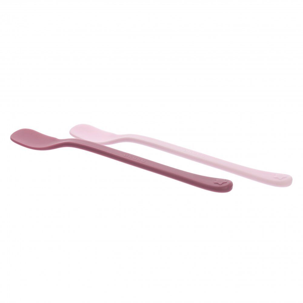 Akuku Set 2 lingurite pentru bebelusi First Pinkforma specialamateriale sigure fara BPAmaner confortabil