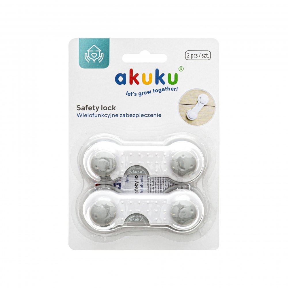 Akuku Set 2 sigurante multifunctionale Safety lock Gricompatibil cu orice tip de sertare sau dulapurifixare cu banda adeziva