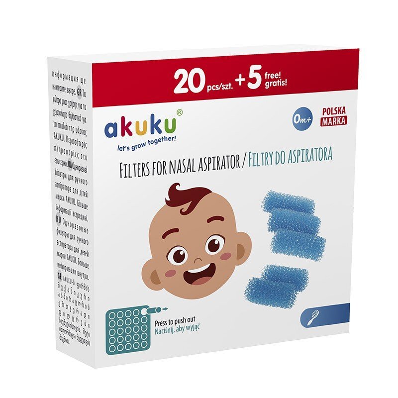 Akuku Set 25 filtre de unica folosina pentru aspirator nazal