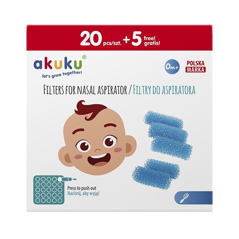 Akuku Set 25 filtre de unica folosina pentru aspirator nazal