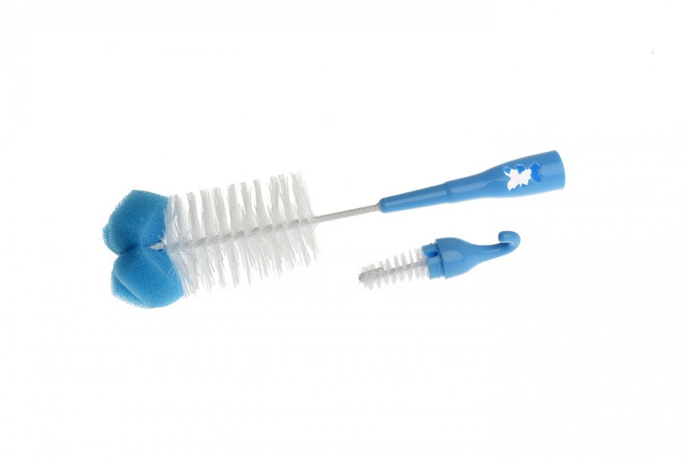 Akuku Set perii pentru biberoane si tetine Fluturas albastru cu burete incorporatagatatoaredimensiune 37.5x10.5x6 cm