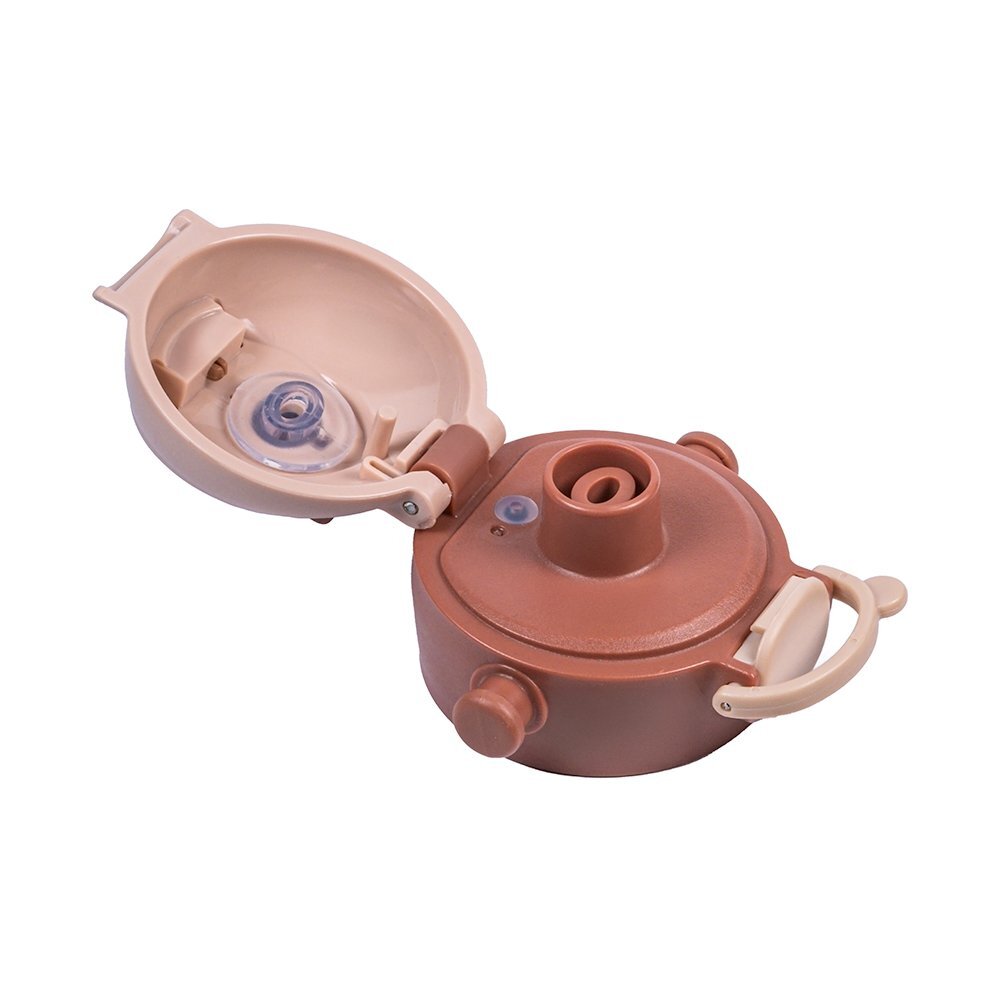 Akuku Sticla de apa pentru copii Cappuccino cu pai utilizare gradinitascoala sistem dublu de utilizare material tritan capacitate 480ml prevazuta cu maner si curea transport inchidere de siguranta