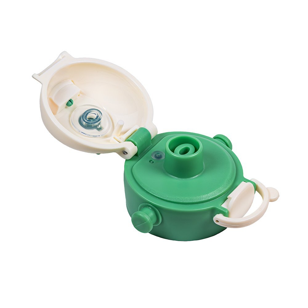 Akuku Sticla de apa pentru copii Verde cu pai utilizare gradinitascoala sistem dublu de utilizare material tritan capacitate 480ml prevazuta cu maner si curea transport inchidere de siguranta