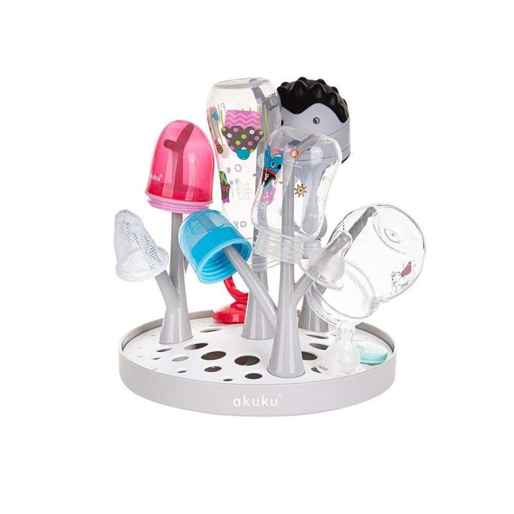 Akuku Suport universal pentru uscare biberoane si accesorii din plastic ABS sigurpentru toate tipurile de sticlecapacitate 8 sticle cu accesoriitavita pentru retinerea apei