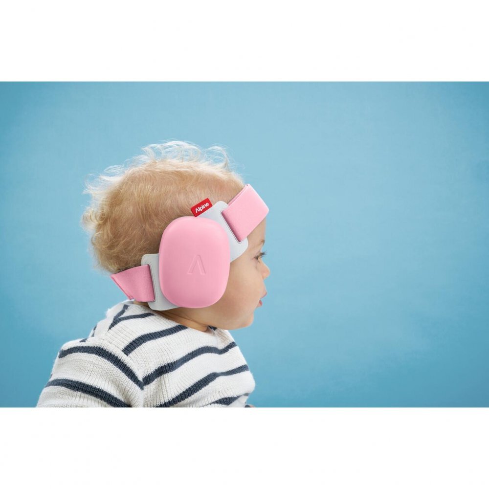 ALPINE Casti antifonice pentru bebelusi si copii pana la 4 ani ofera protectie auditiva Muffy Baby Rose Pink ALP29642