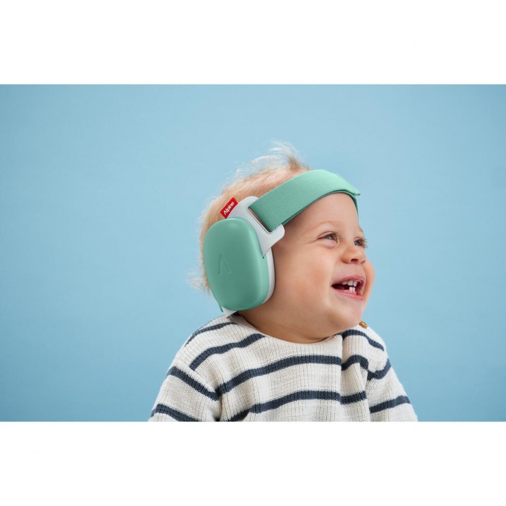 ALPINE Casti antifonice pentru bebelusi si copii pana la 4 ani ofera protectie auditiva Muffy Baby Sage Green ALP29734