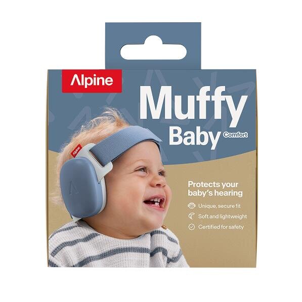 ALPINE Casti antifonice pentru bebelusi si copii pana la 4 ani ofera protectie auditiva SNR 24 Muffy Denim Blue