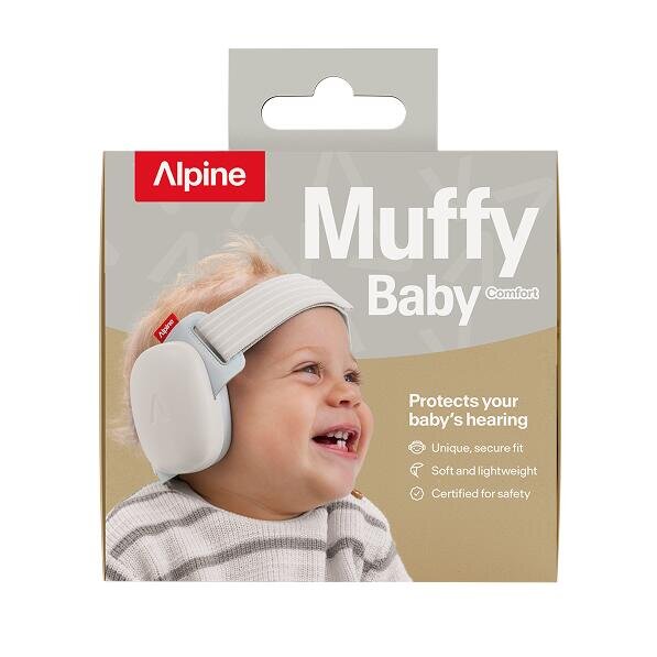 ALPINE Casti antifonice pentru bebelusi si copii pana la 4 ani ofera protectie auditiva SNR 24 Muffy Soft Sand