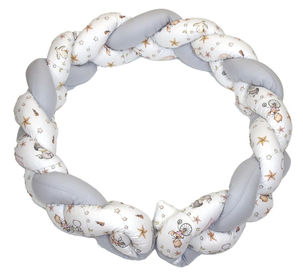 AMY Aparatoare laterala pat numper impletit inchidere velcro bumbac Circ roz 180x21 cm