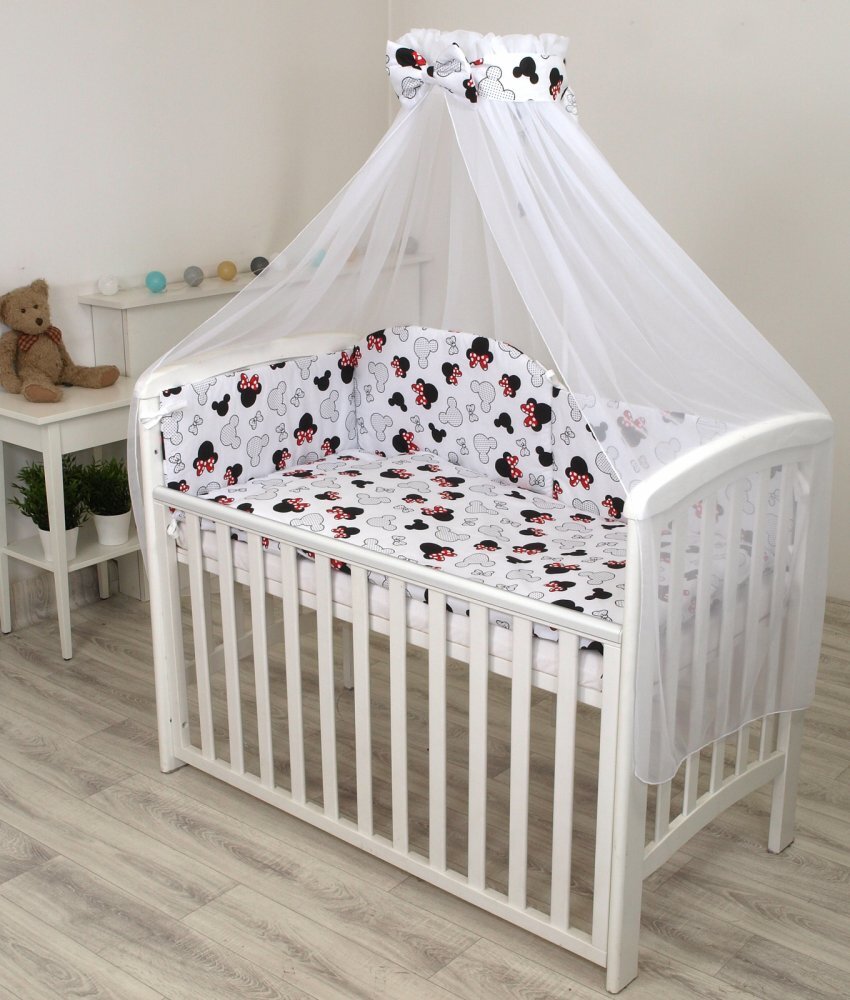 AMY Baldachin din tul funda din bumbac imprimeu lenjerie Miki 300x160 cm suport de prindere inclus 153h cm